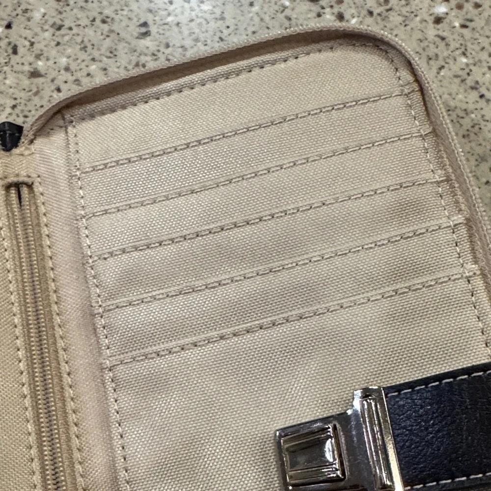 LOFT Cream and Black Travel wristlet Wallet
